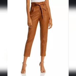 NWT Lucy Paris Faux Leather Paperbag-Waist pants in Cognac Size Small